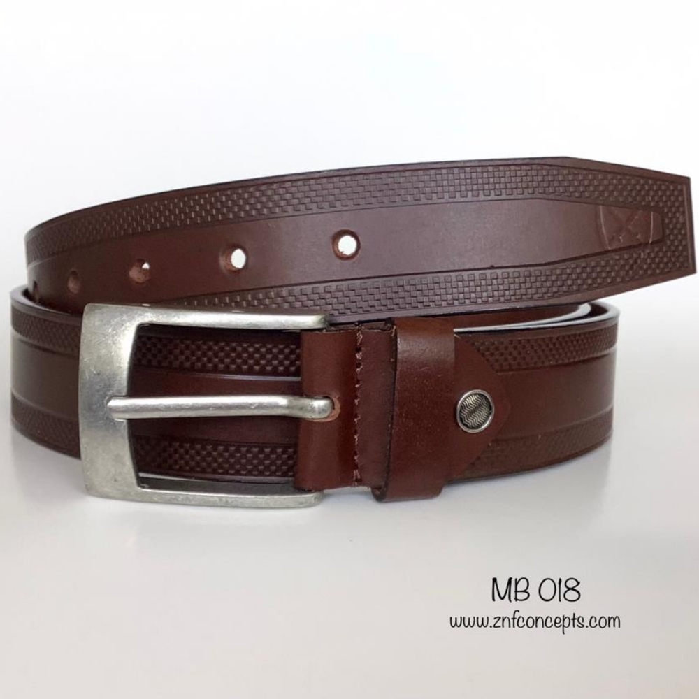 Genuine Leather belt, Embossed design Rich Brown c